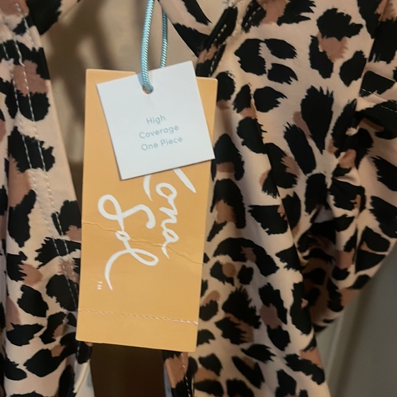 NWT leopard print one piece swim suit Kona sol M high coverage full bottom - Picture 5 of 6